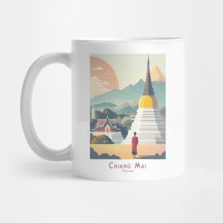 Abstract Chiang Mai Sunset Serenity - Retro Vintage Travel Mug